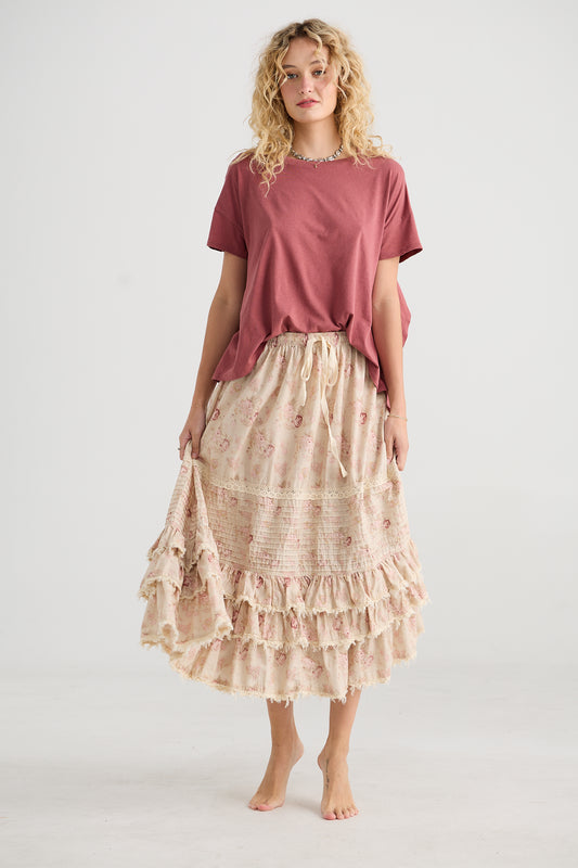 Perdita Floral Skirt Faded Rose