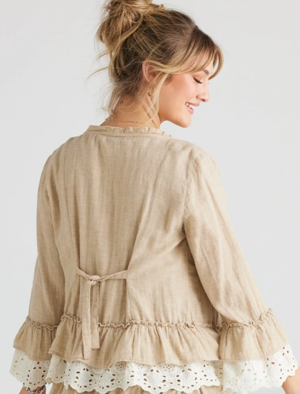 Bronte Linen and Lace Jacket