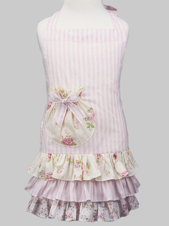 Pink Floral Stripe Children's Apron