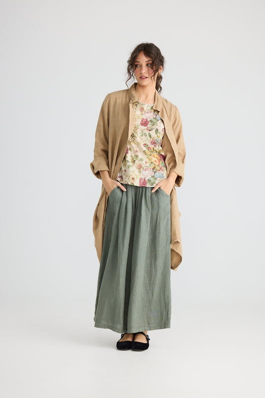 Harper Pure Linen Coat Jacket - Tan