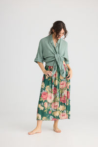 Teddy Linen shirt. Jade Green