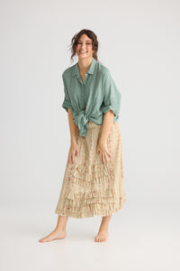 Teddy Linen shirt. Jade Green