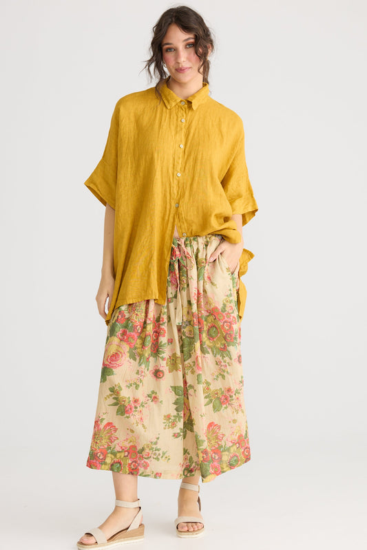 Teddy linen shirt. Mustard