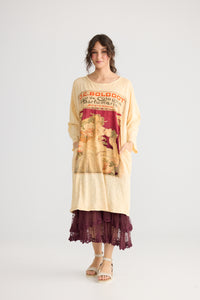 Layla Tshirt Cotton Art Nouveau dress. Burgundy