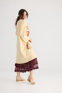 Layla Tshirt Cotton Art Nouveau dress. Burgundy