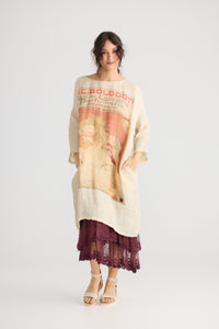 Art Nouveau Lady Isolde Linen Gauze Dress