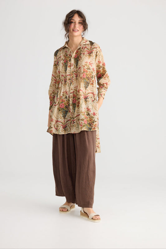 Annabelle Cotton Shirt Dress - Vase Of Flowers