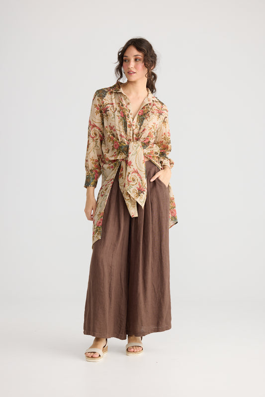 Lucille Linen Pants - Chocolate