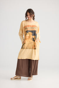 Layla Tshirt Cotton Art Nouveau dress. Indigo Blue