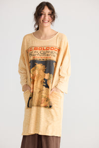 Layla Tshirt Cotton Art Nouveau dress. Indigo Blue