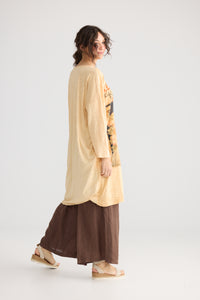 Layla Tshirt Cotton Art Nouveau dress. Indigo Blue