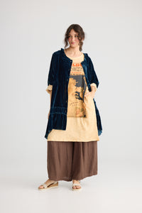 Florentine Velvet coatdress. Midnight Blue