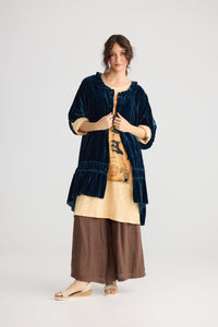Florentine Velvet coatdress. Midnight Blue