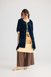 Florentine Velvet coatdress. Midnight Blue