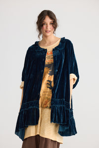 Layla Tshirt Cotton Art Nouveau dress. Indigo Blue