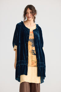 Layla Tshirt Cotton Art Nouveau dress. Indigo Blue