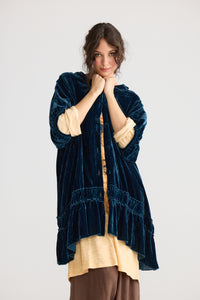 Florentine Velvet coatdress. Midnight Blue