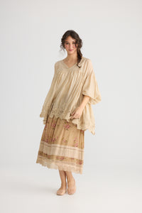 Perenelle Lace Edged Jacket/Top - Stone