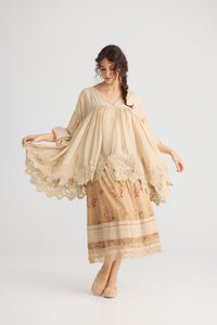 Perenelle Lace Edged Jacket/Top - Stone