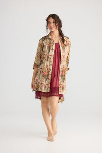 Amelie cotton and lace slip dress. Cherry.