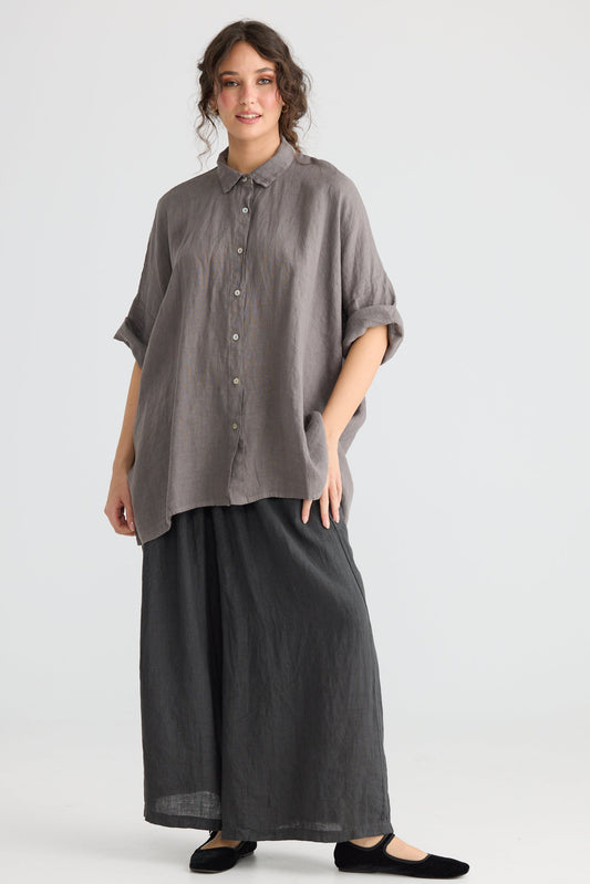Teddy Linen shirt. Charcoal