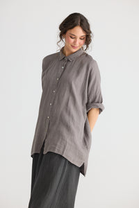 Teddy Linen shirt. Charcoal