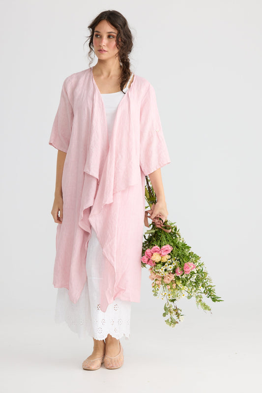 Sabine linen Duster. Blush
