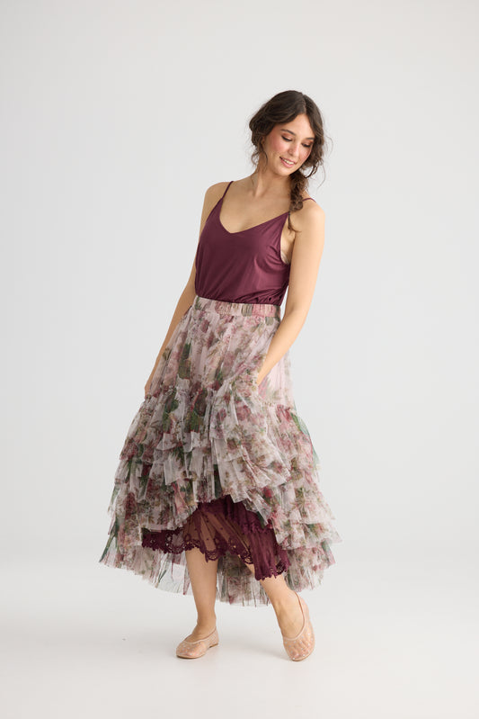 Ballerina Hi-Low skirt in Pink Floral