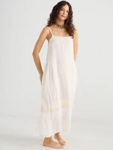 Isadore Long linen gauze cami dress. Cream