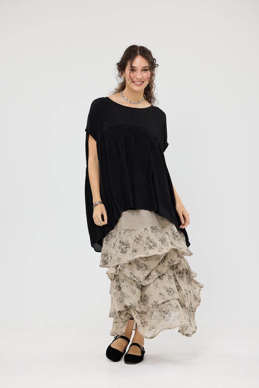 Angelica Linen gauze floral skirt.
