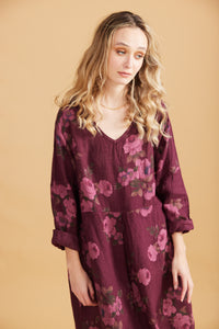 Audrey Linen Dress, Cranberry