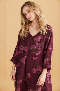 Audrey Linen Dress, Cranberry
