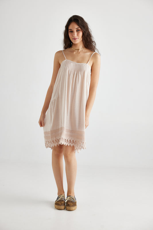 Amelie Cotton and Lace slip. Blush