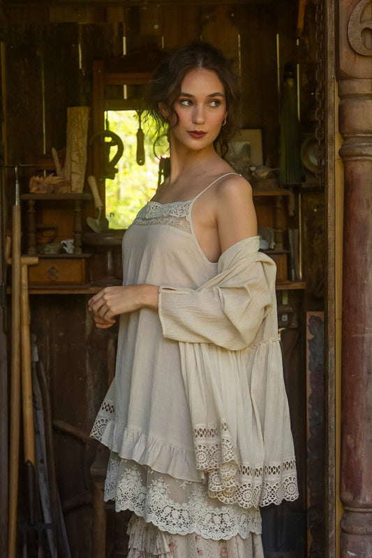 Minette short camisole slip dress. Teastain