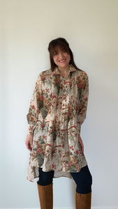 Annabelle Cotton Shirt Dress - Vase Of Flowers