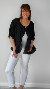 Fifi short linen jacket. Black