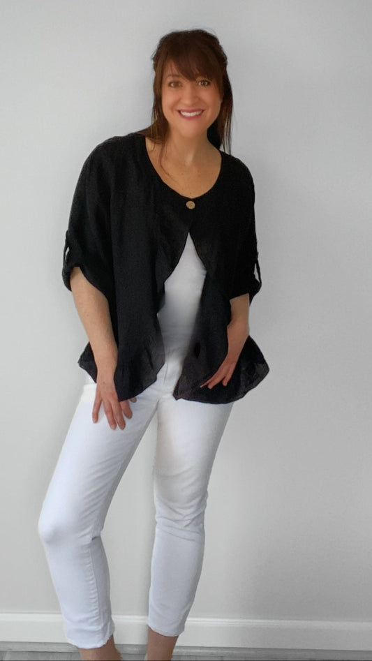 Fifi short linen jacket. Black