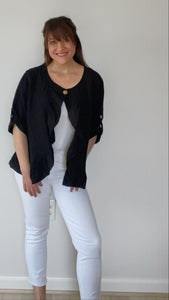 Fifi short linen jacket. Black