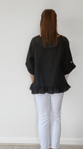 Fifi short linen jacket. Black