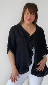 Fifi short linen jacket. Black