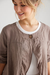 Fifi short linen jacket. Stone