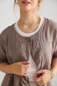 Fifi short linen jacket. Stone