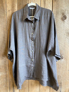 Teddy Linen shirt. Charcoal