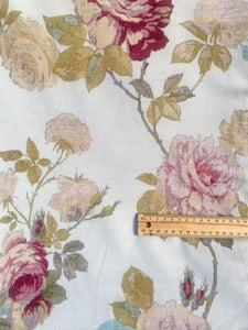 Poetry of Flowers Fabric Collection. French Blue Trellis Rose