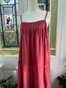 Amelie cotton and lace slip dress. Cherry.