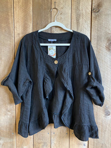Fifi short linen jacket. Black