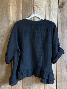 Fifi short linen jacket. Black