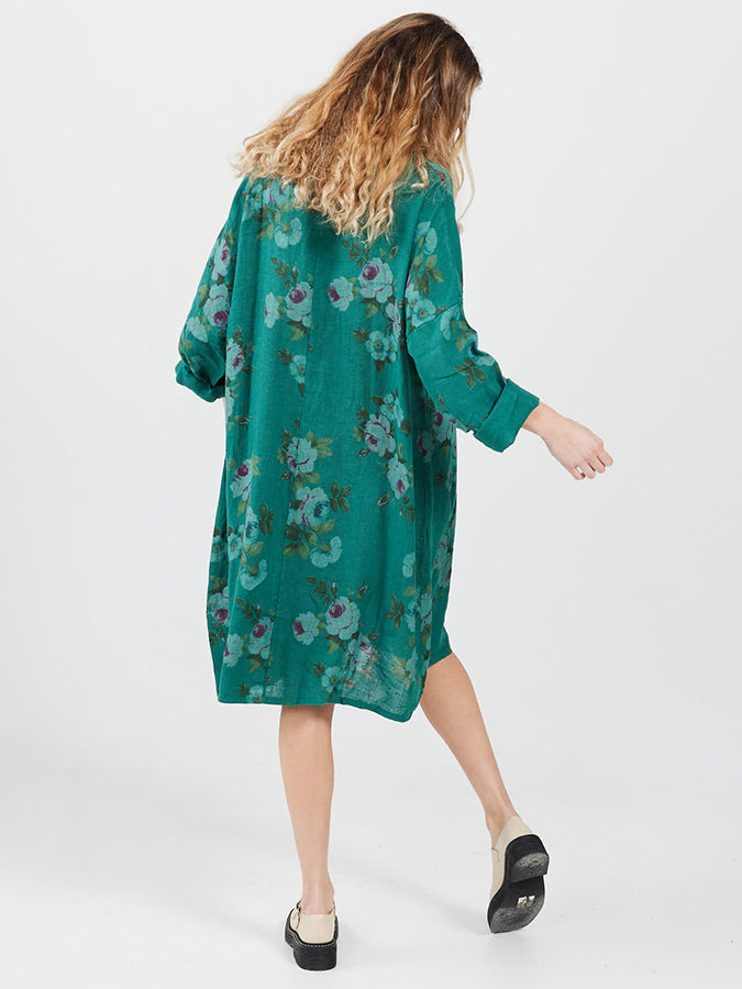 Abigail Floral Coatdress - Linen button up coat