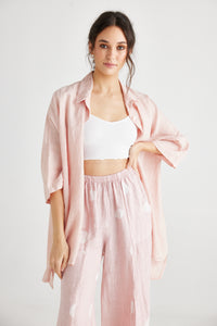 Teddy Linen shirt. Pale Pink