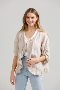 Fifi short linen Jacket. Natural